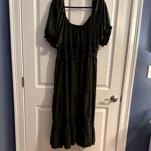 SHEIN Dark Green Midi Dress